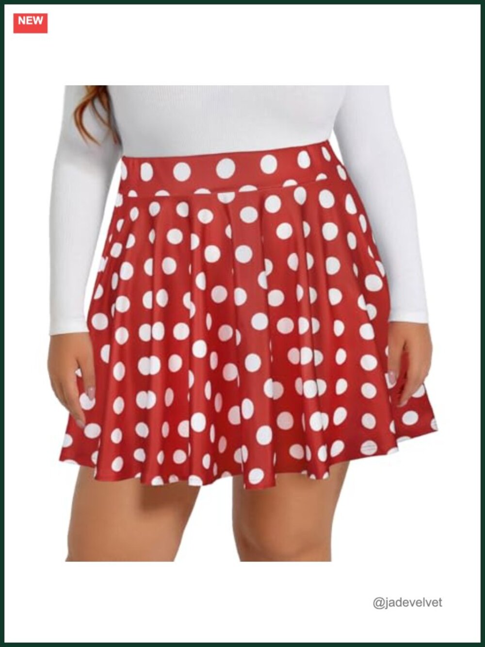 Plus Size Pleated Skater Skirt High Waisted Stretchy Mini